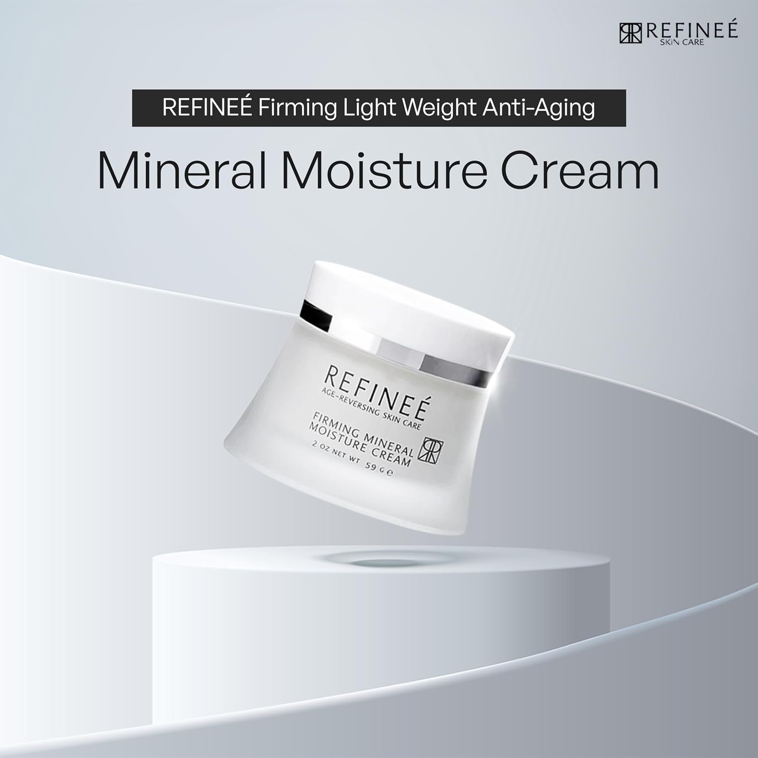 REFINEÉ Face Moisturizer Mineral Cream with Peptides and Rosehip (2oz), Firming Light Weight Anti-Aging Anti-Oxidant Vitamin-Filled Face Moisturizer for All Skin Types, Hydrates & Firms Skin