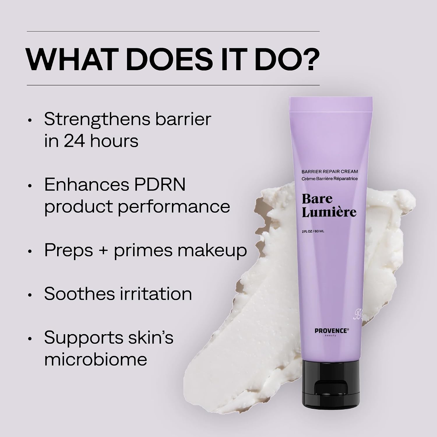 Provence Beauty BARE LUMIÈRE Skin Barrier Repair Cream – 5-in-1 Face Moisturizer with Ectoin, Encapsulated Probiotics & Aloe Vera – Hydrates, Primes, Boosts Glow & Strengthens the Skin – 2 fl oz