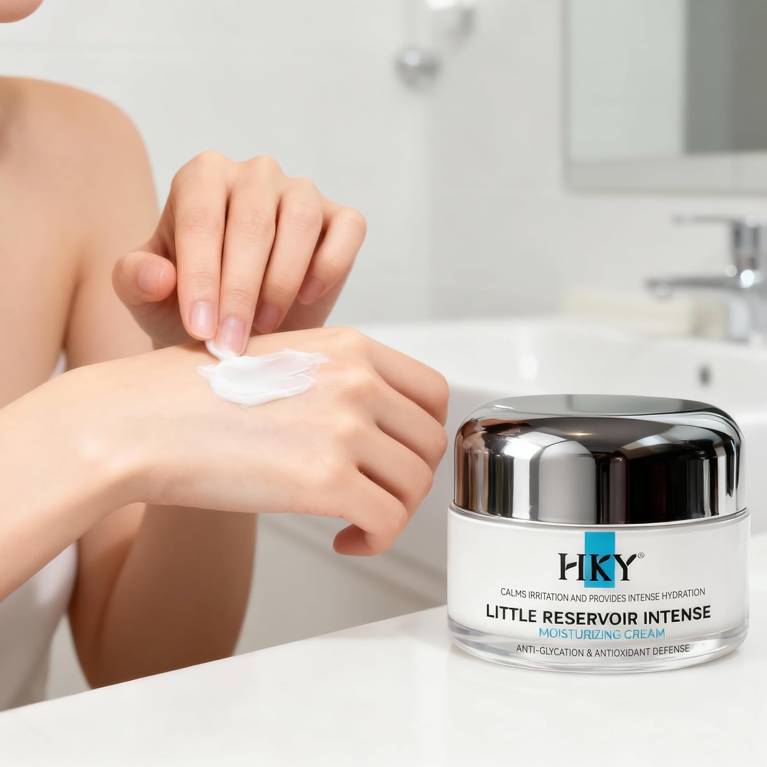 HKY Face Cream with Snow Mushroom & Lotus Root – Deep Hydrating Moisturizer for Dry & Sensitive Skin | Panthenol, Yam Extract, Okra Extract | Lightweight Korean-Inspired Skincare 50ml