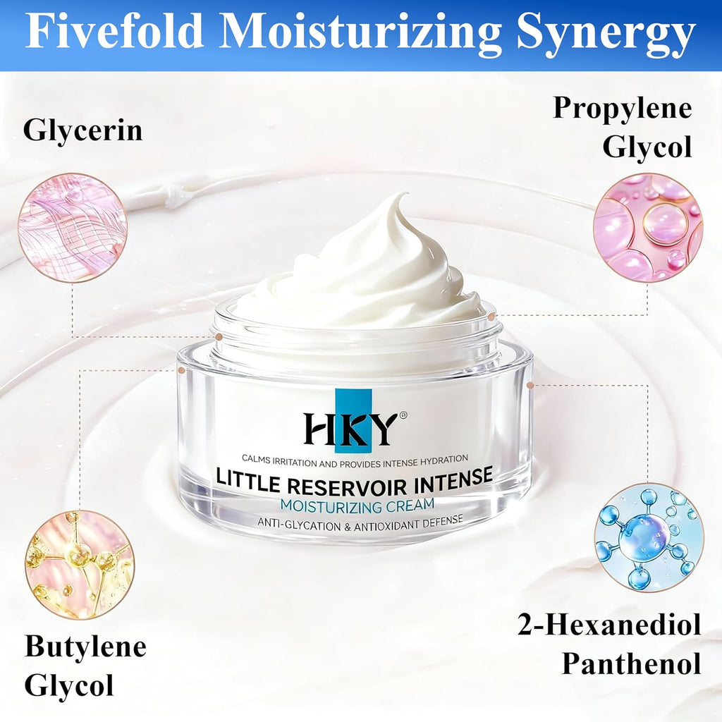 HKY Face Cream with Snow Mushroom & Lotus Root – Deep Hydrating Moisturizer for Dry & Sensitive Skin | Panthenol, Yam Extract, Okra Extract | Lightweight Korean-Inspired Skincare 50ml